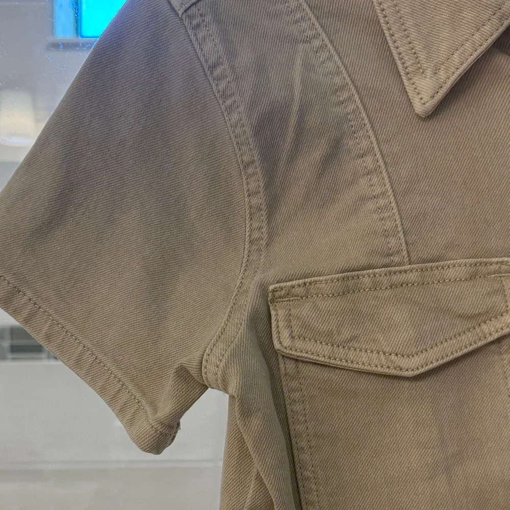 Good American Tan Utility Jean Dress with zip up and buttons. Size Medium - Picture 8 of 11